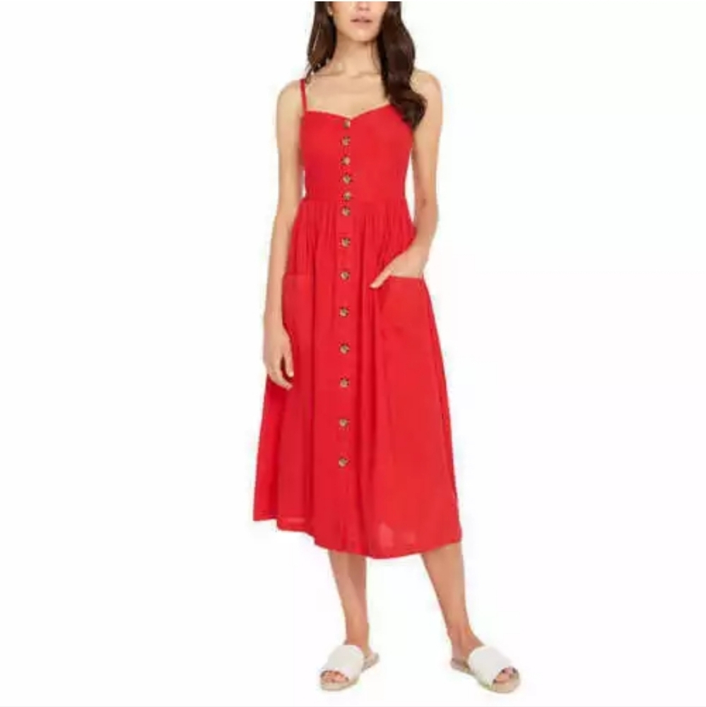 Red Linen Dress XXL NEW